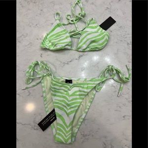 Lime green zebra Triangl bikini. NWT